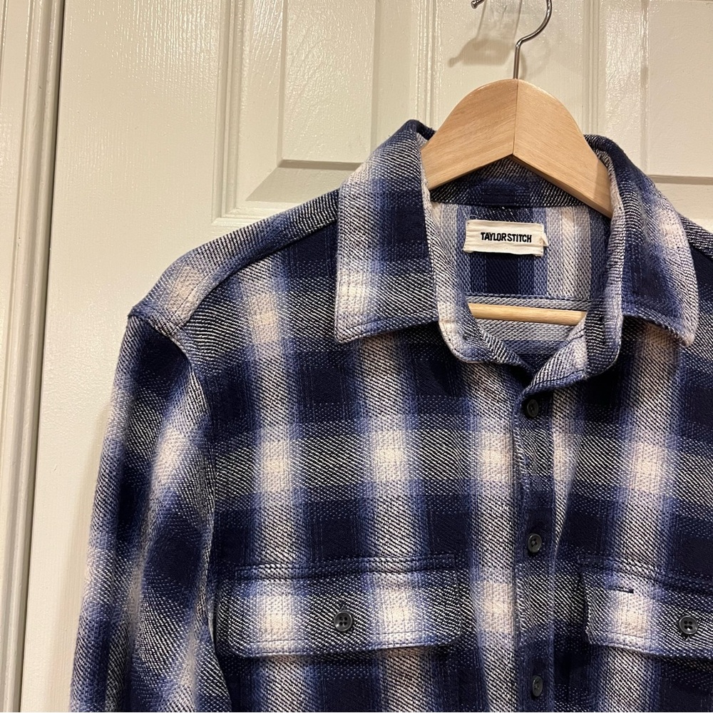 NEW Taylor Stitch The Ledge Shirt Blue Sky Plaid Flannel Button Shirt Medium - Picture 5 of 9